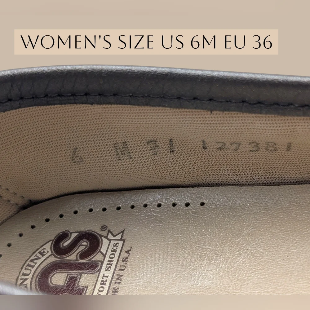 SAS Tripad Comfort Women's Sz 6M Charcoal Leather Loafers Tripad System Insoles - Picture 12 of 17